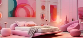 Stylish Matching Pink Two Colour Combination for Bedroom Walls