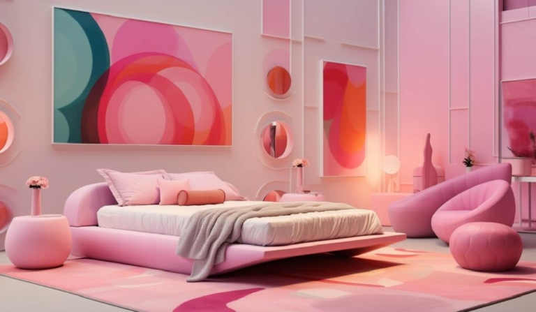 Matching Pink Two Colour Combination for Bedroom Walls