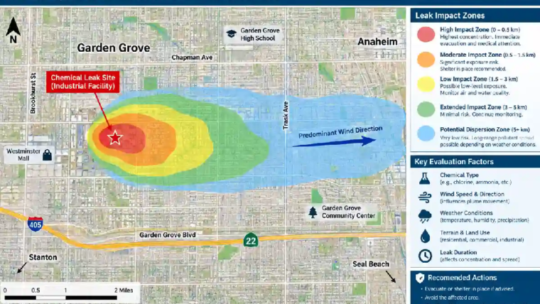 garden grove chemical leak evacuation map