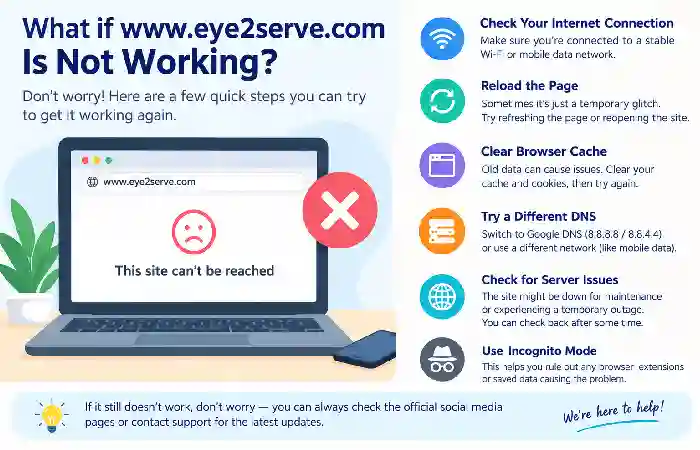 what www.eye2serve.com is not working