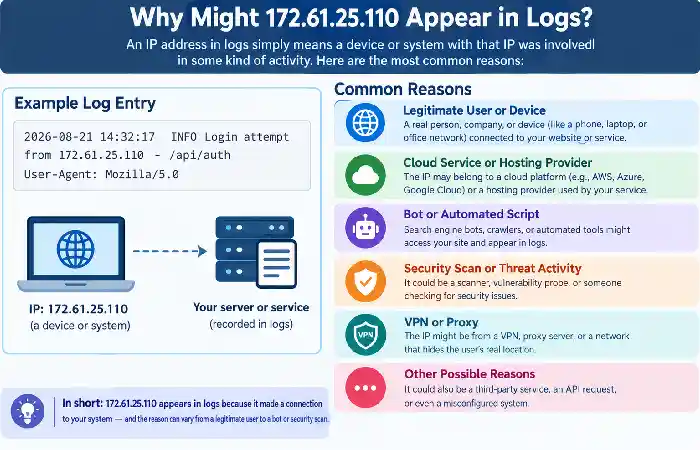 why might 172.61.25.110 appear in log